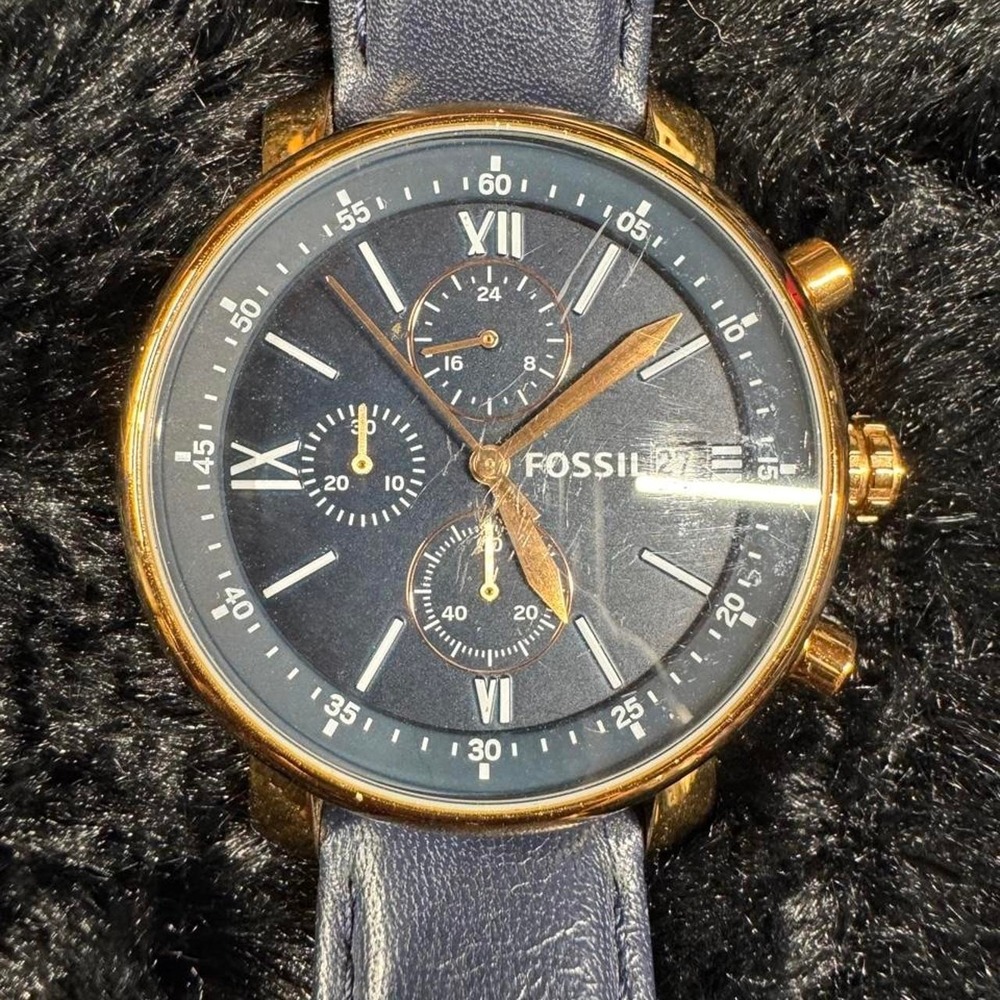Fossil Rhett BQ1704 Blue Leather Chronograph Watch